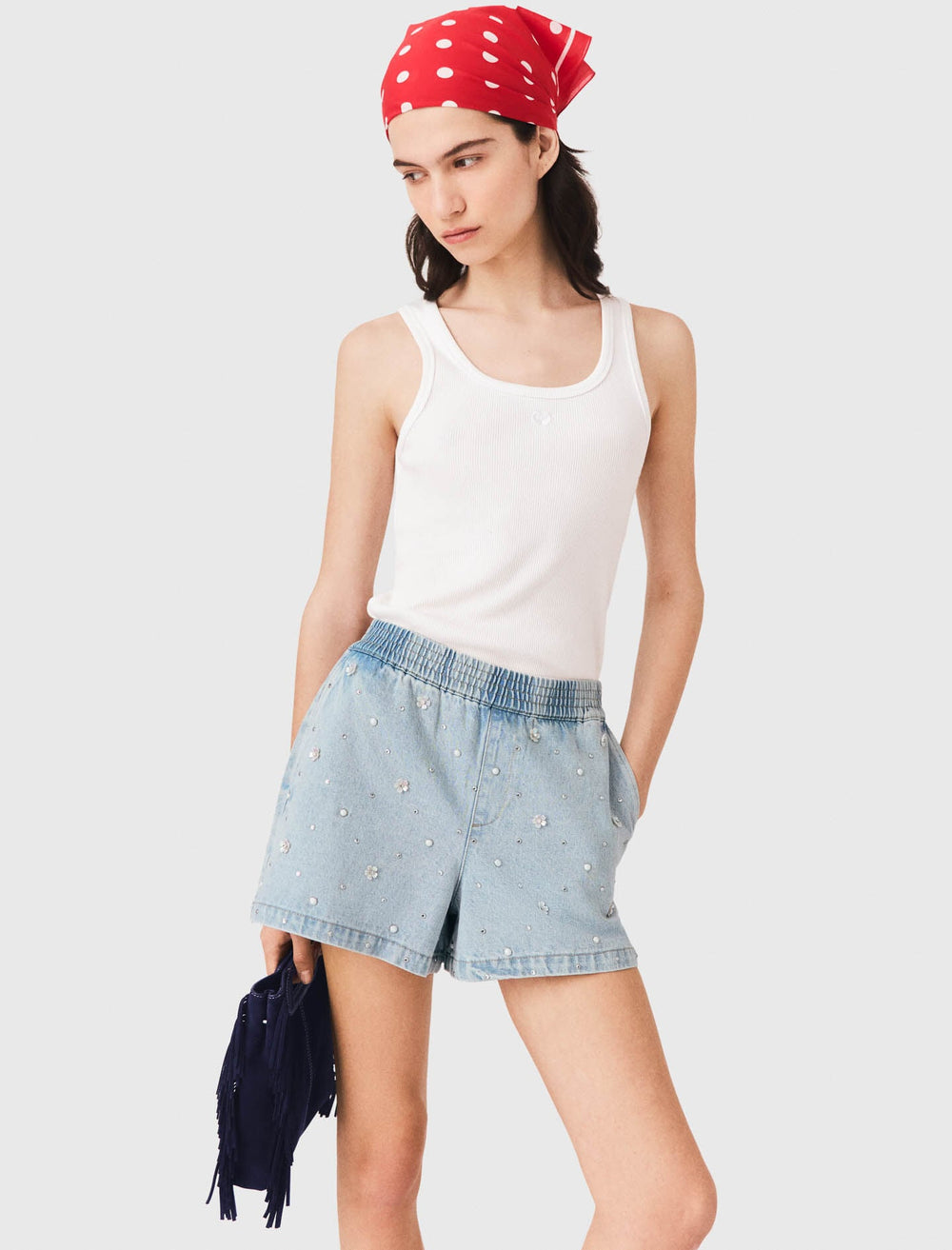 Maje Discount / Floral denim shorts