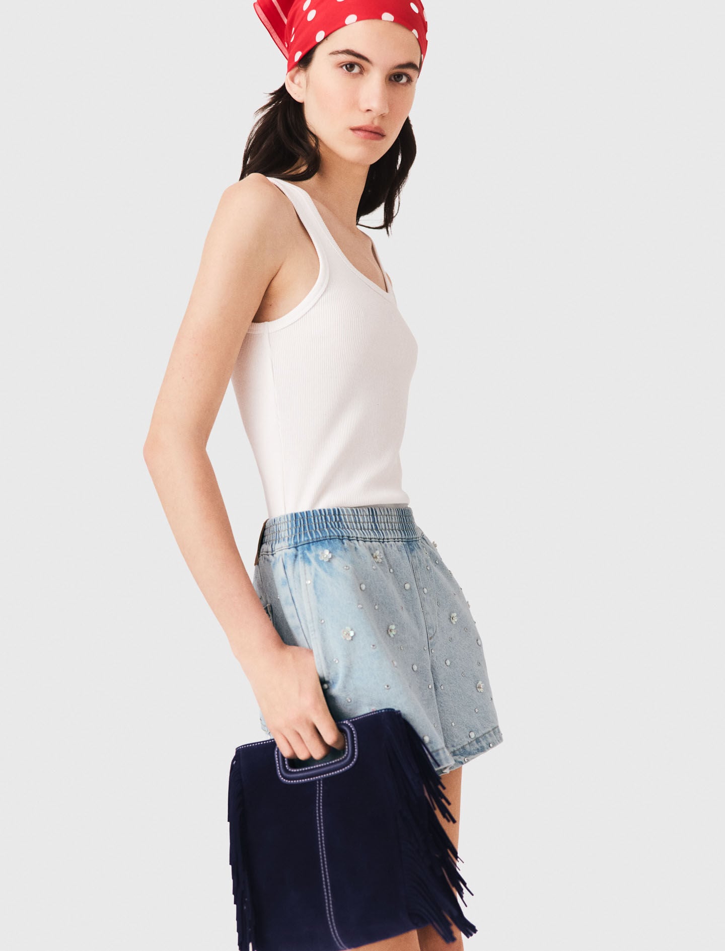 Maje Discount / Floral denim shorts