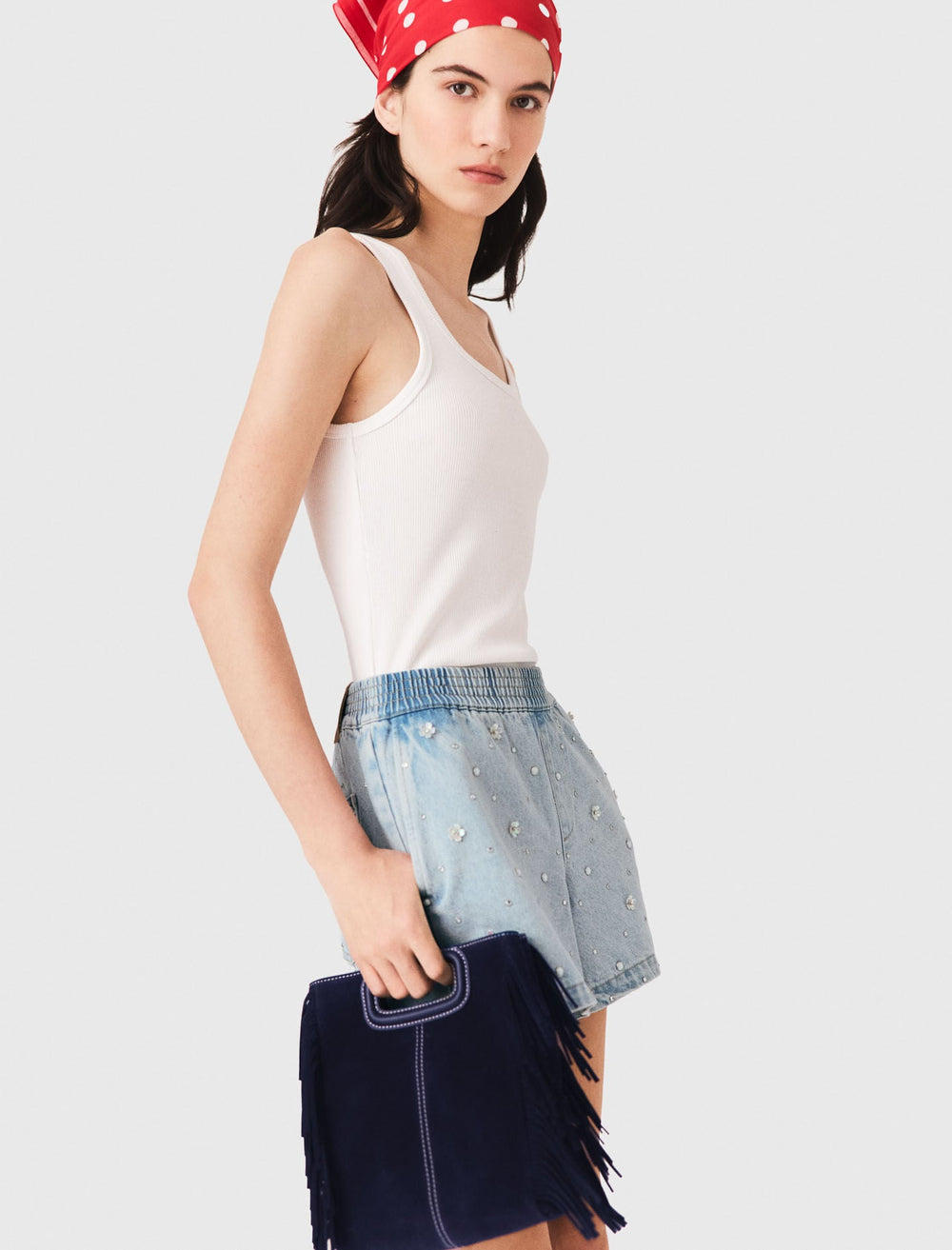 Maje Discount / Floral denim shorts