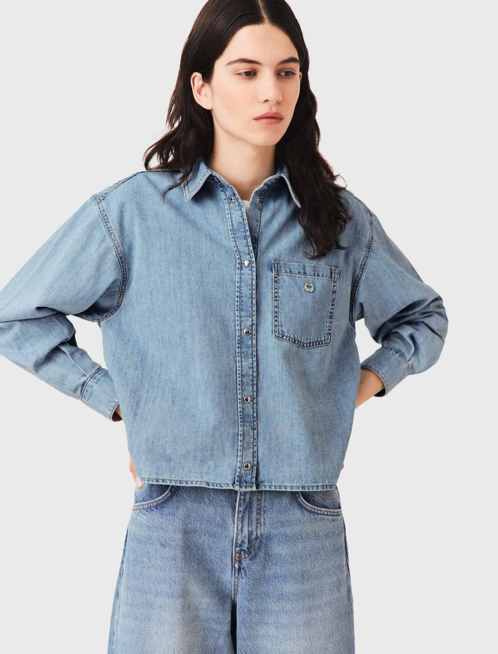 Maje Online / Denim shirt with logo