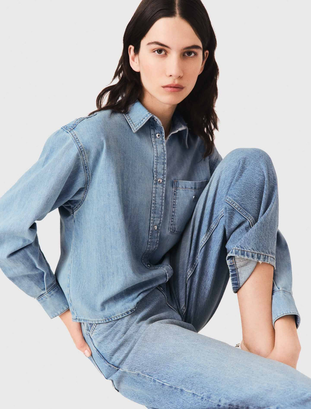Maje Online / Denim shirt with logo