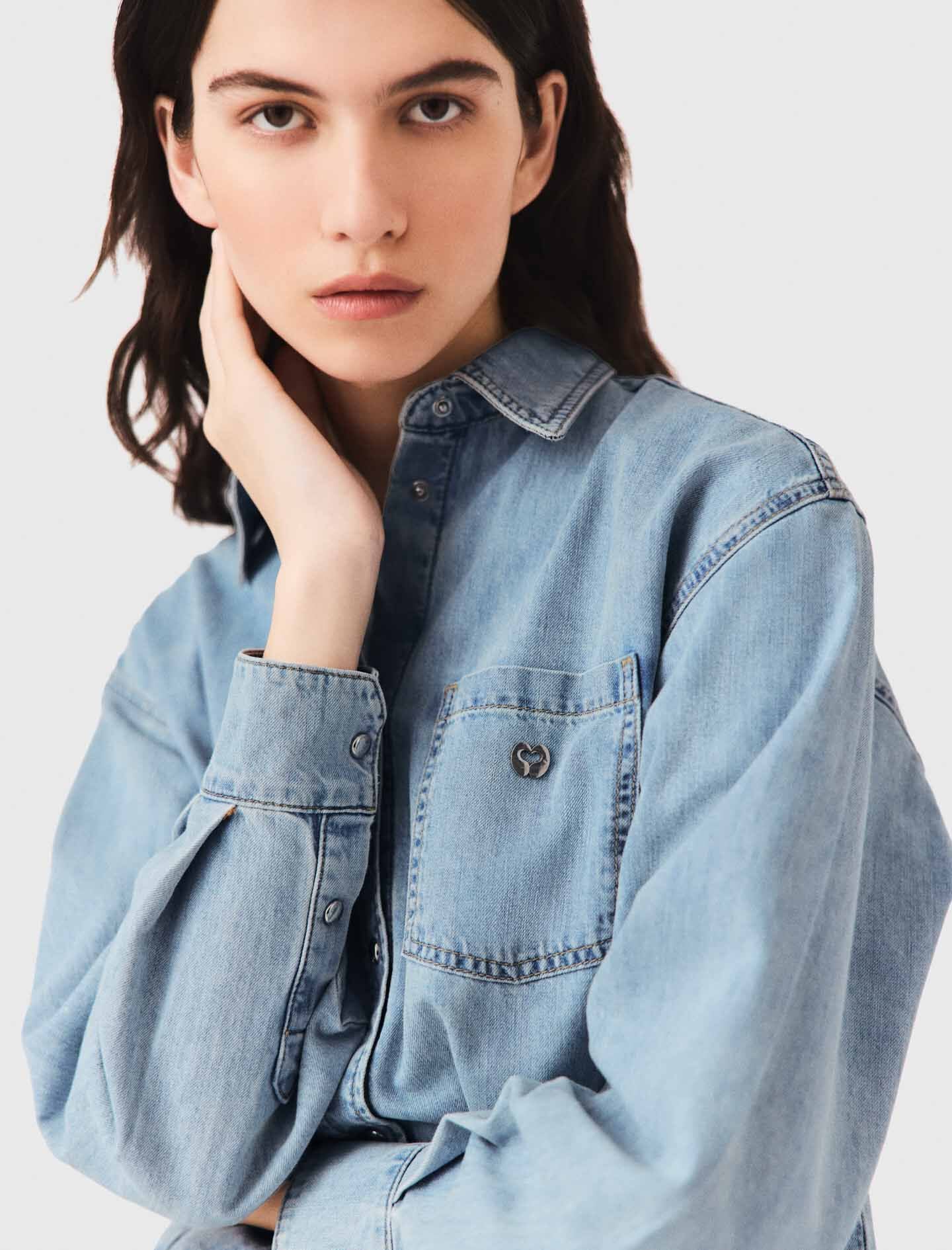 Maje Online / Denim shirt with logo