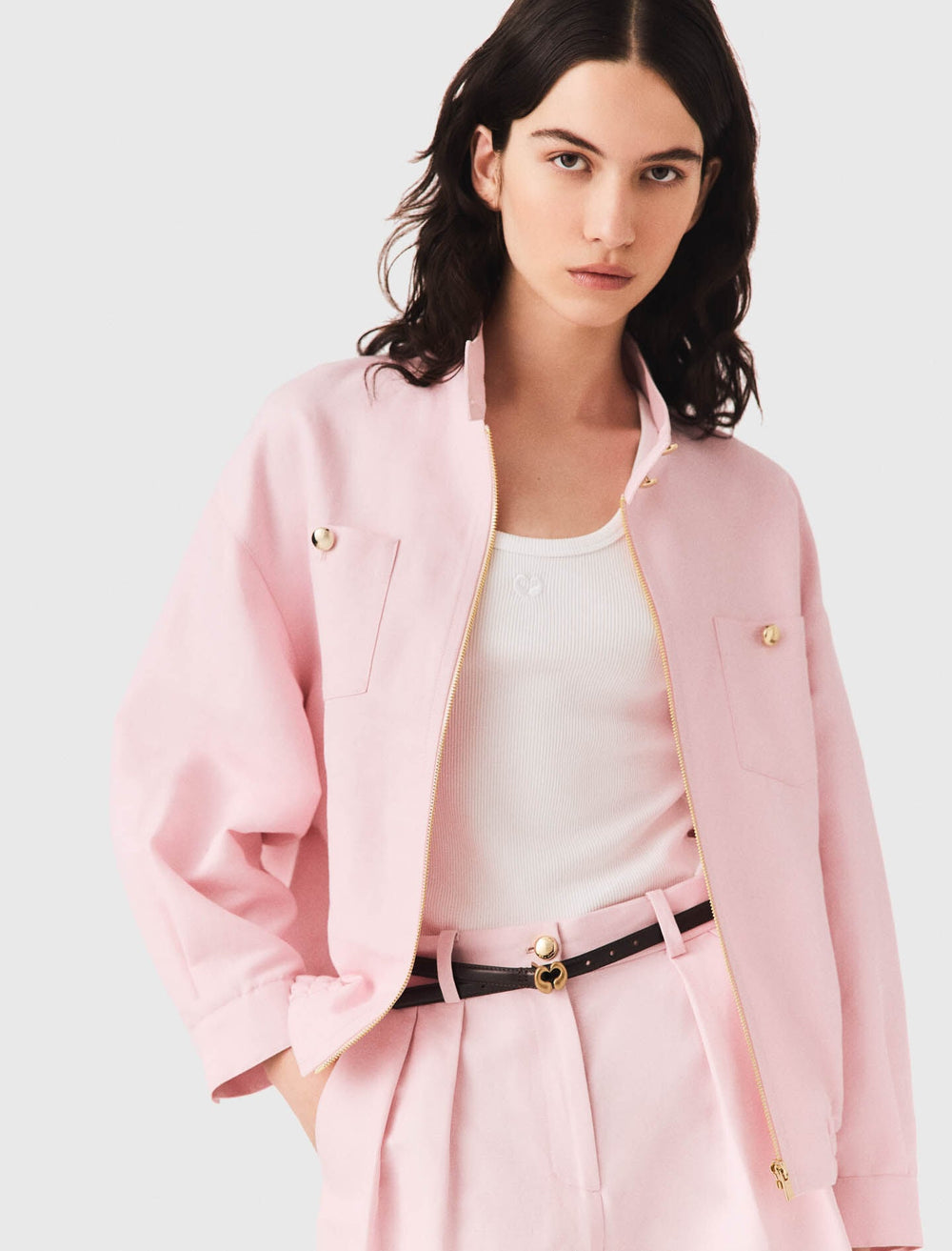 Maje Sale / Linen blend bomber jacket
