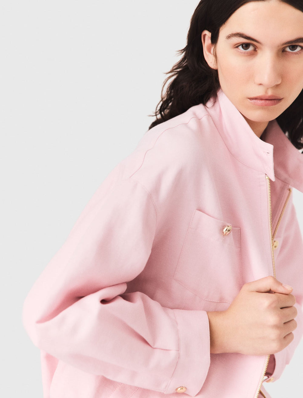 Maje Sale / Linen blend bomber jacket