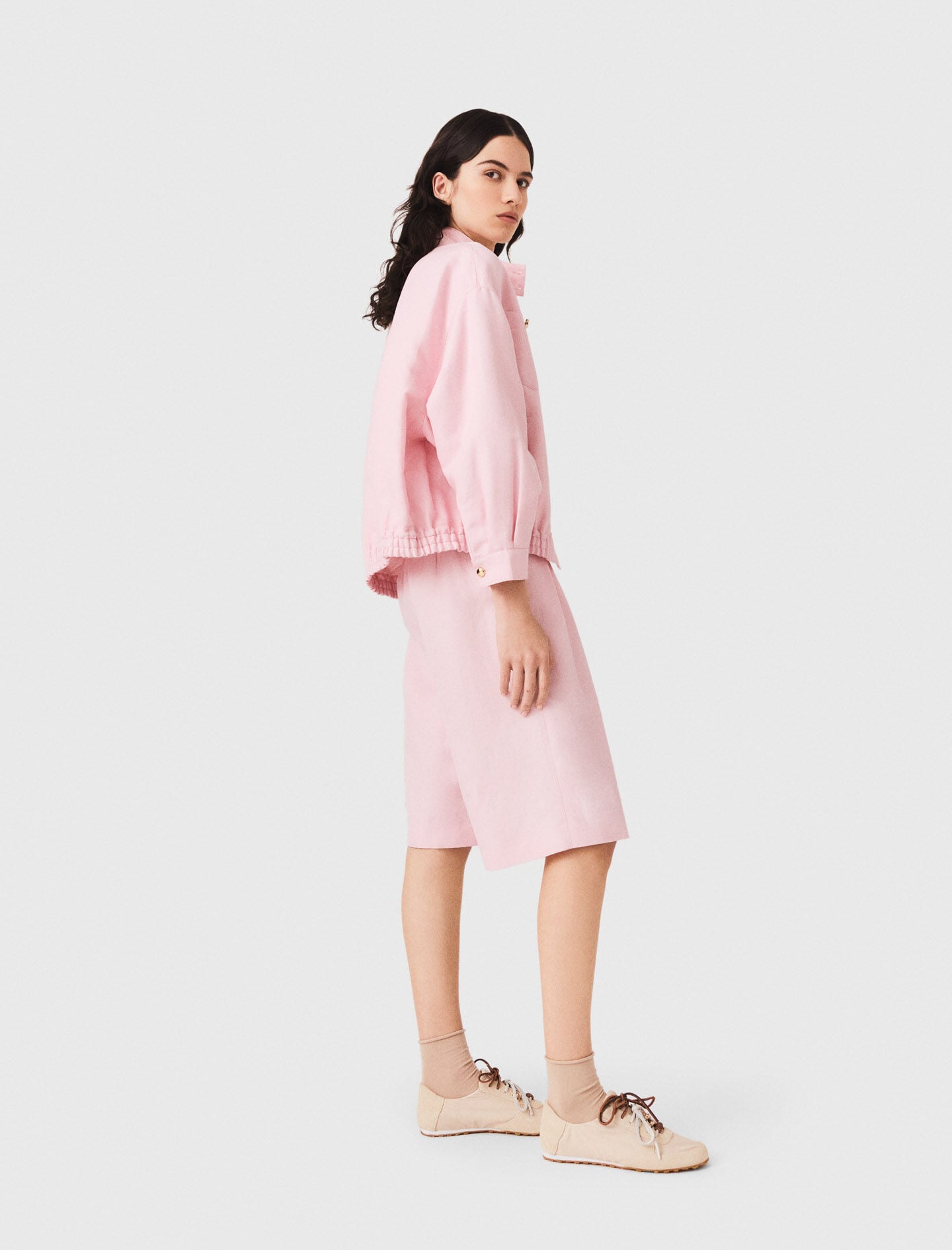Maje Sale / Linen blend bomber jacket