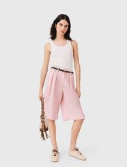 Maje On Sale / Pleated linen blend Bermuda shorts