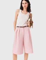Maje On Sale / Pleated linen blend Bermuda shorts
