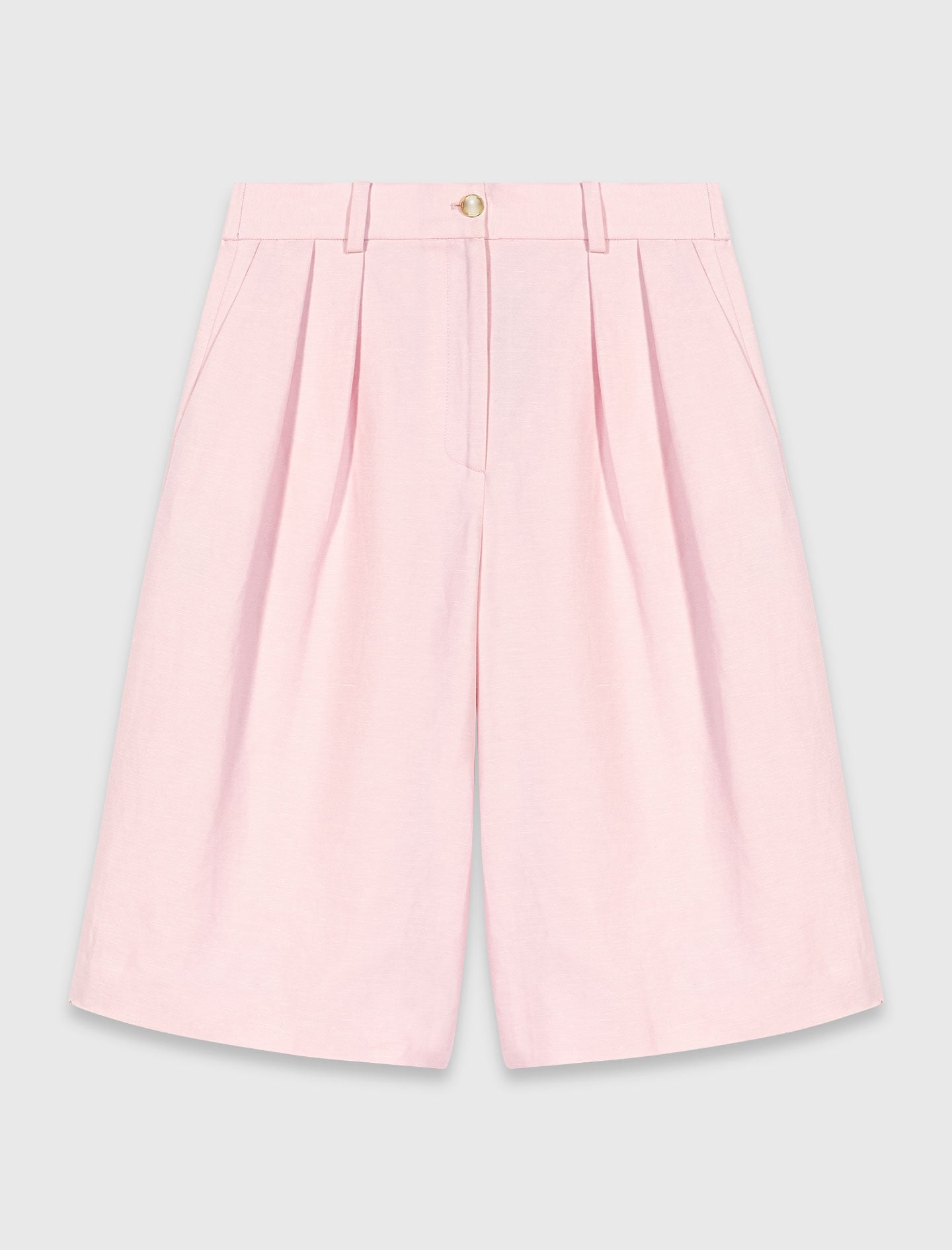 Maje On Sale / Pleated linen blend Bermuda shorts