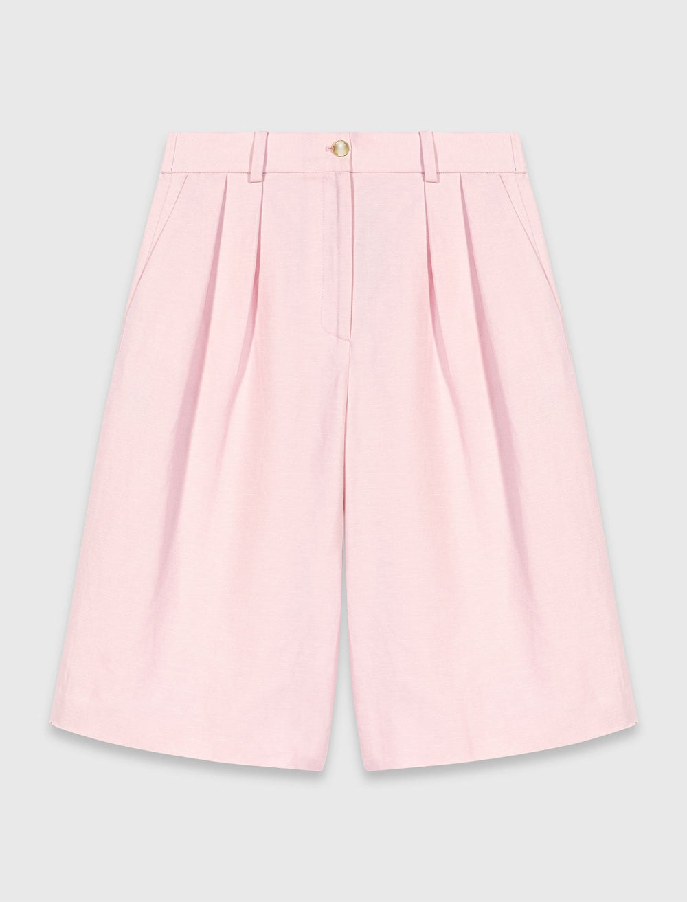 Maje On Sale / Pleated linen blend Bermuda shorts