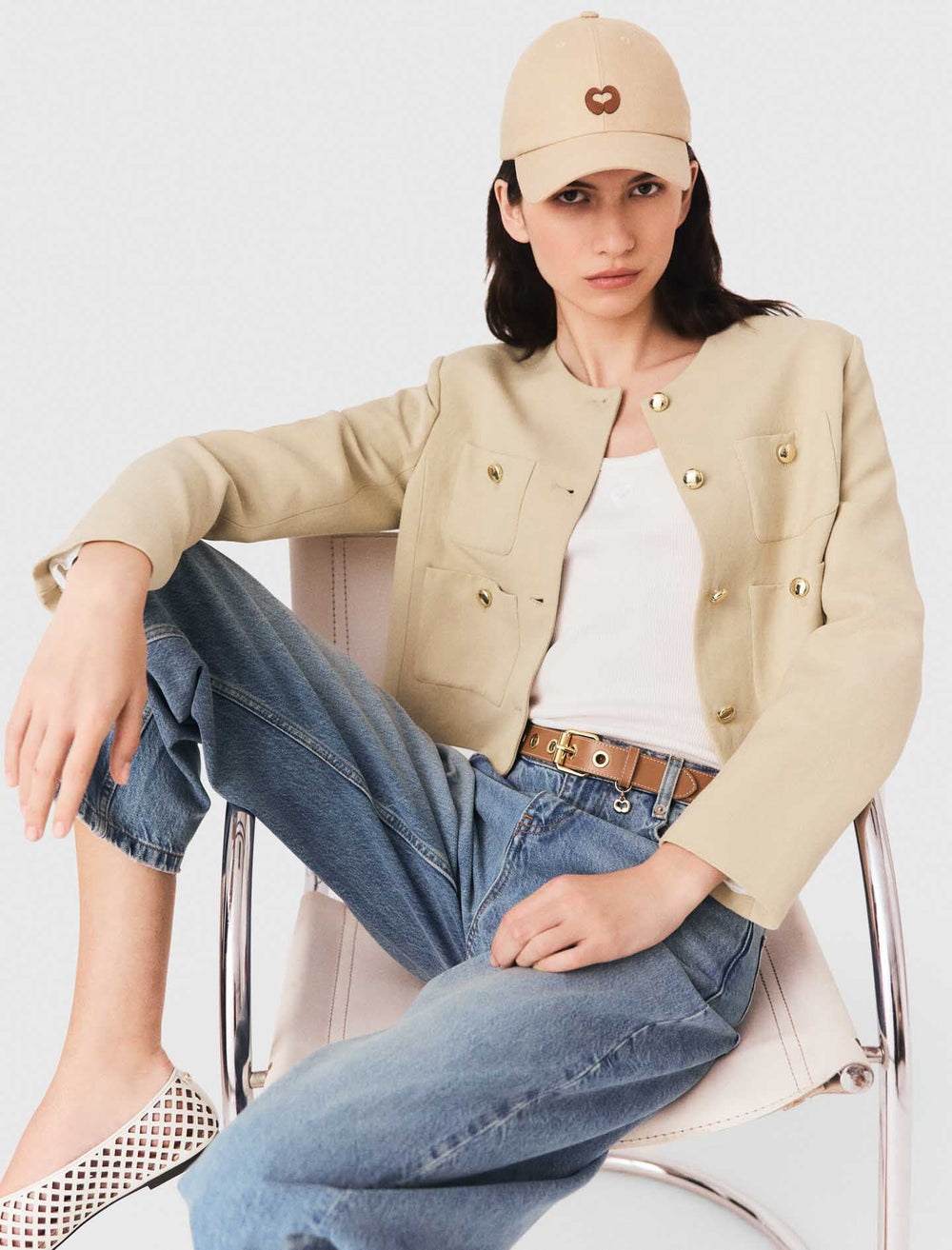 Maje New / Short linen blend jacket