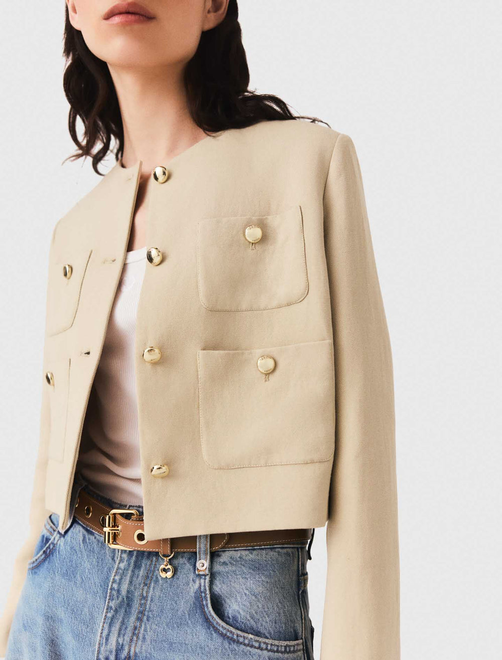 Maje New / Short linen blend jacket