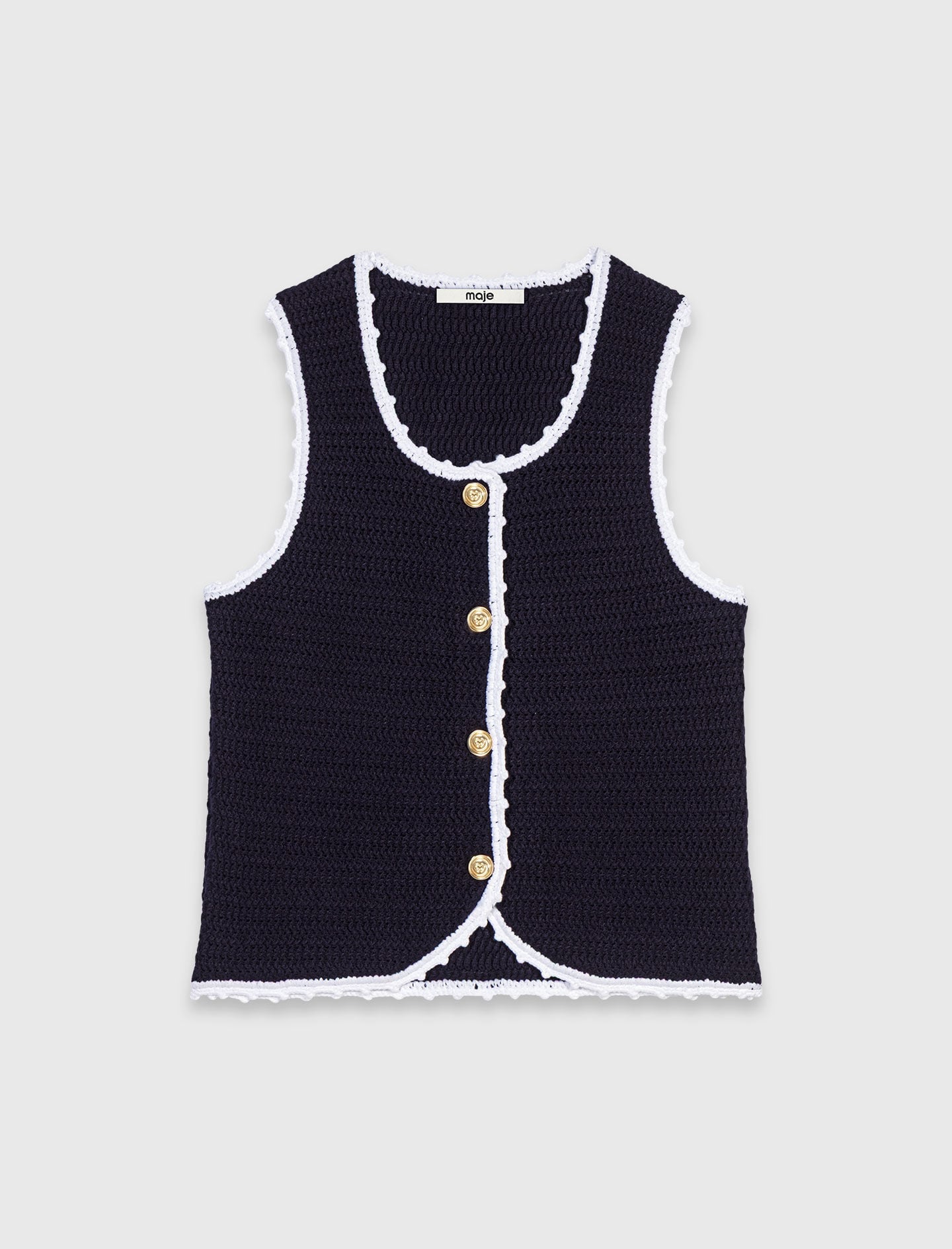 Maje Sale / Knit top with crochet trim