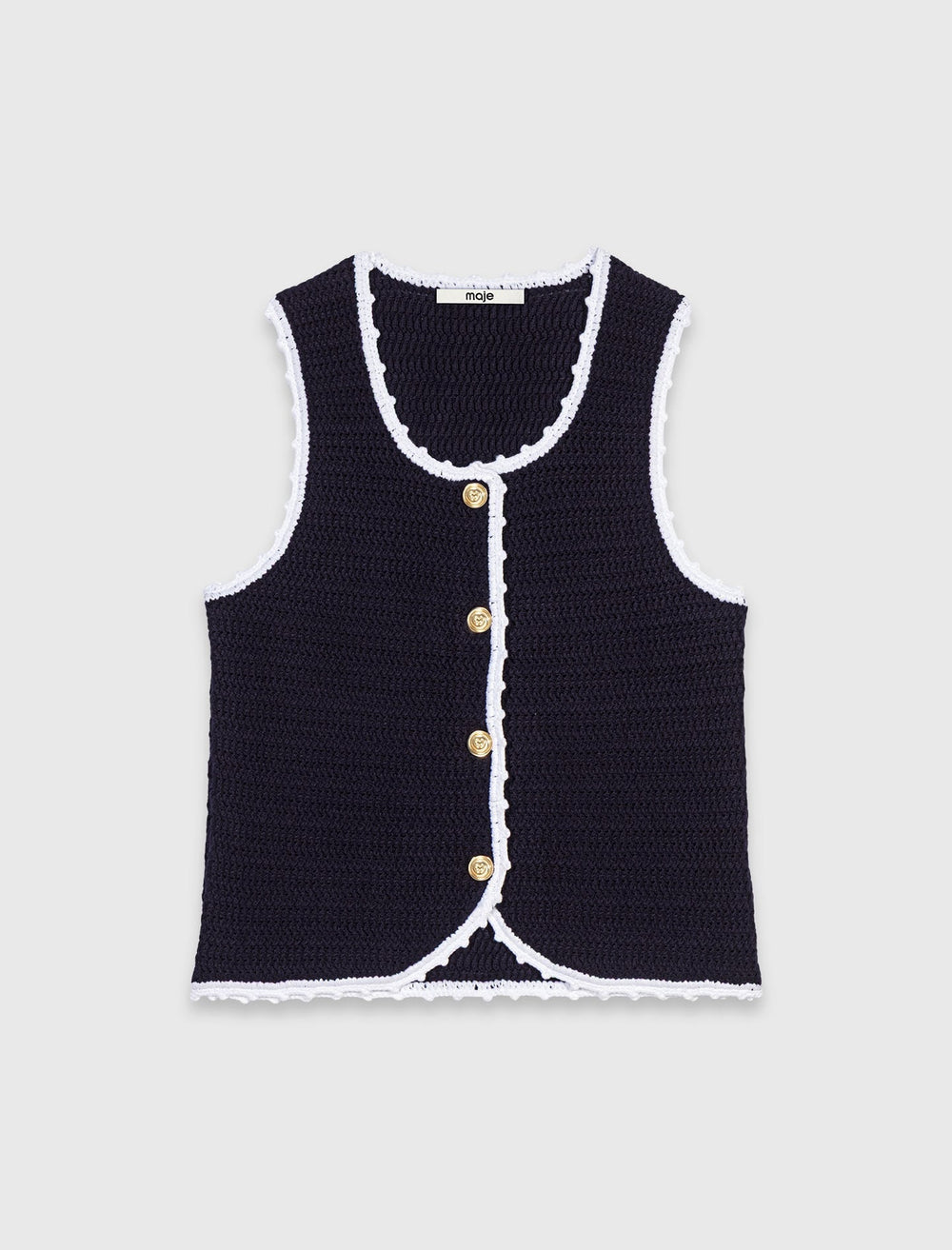Maje Sale / Knit top with crochet trim