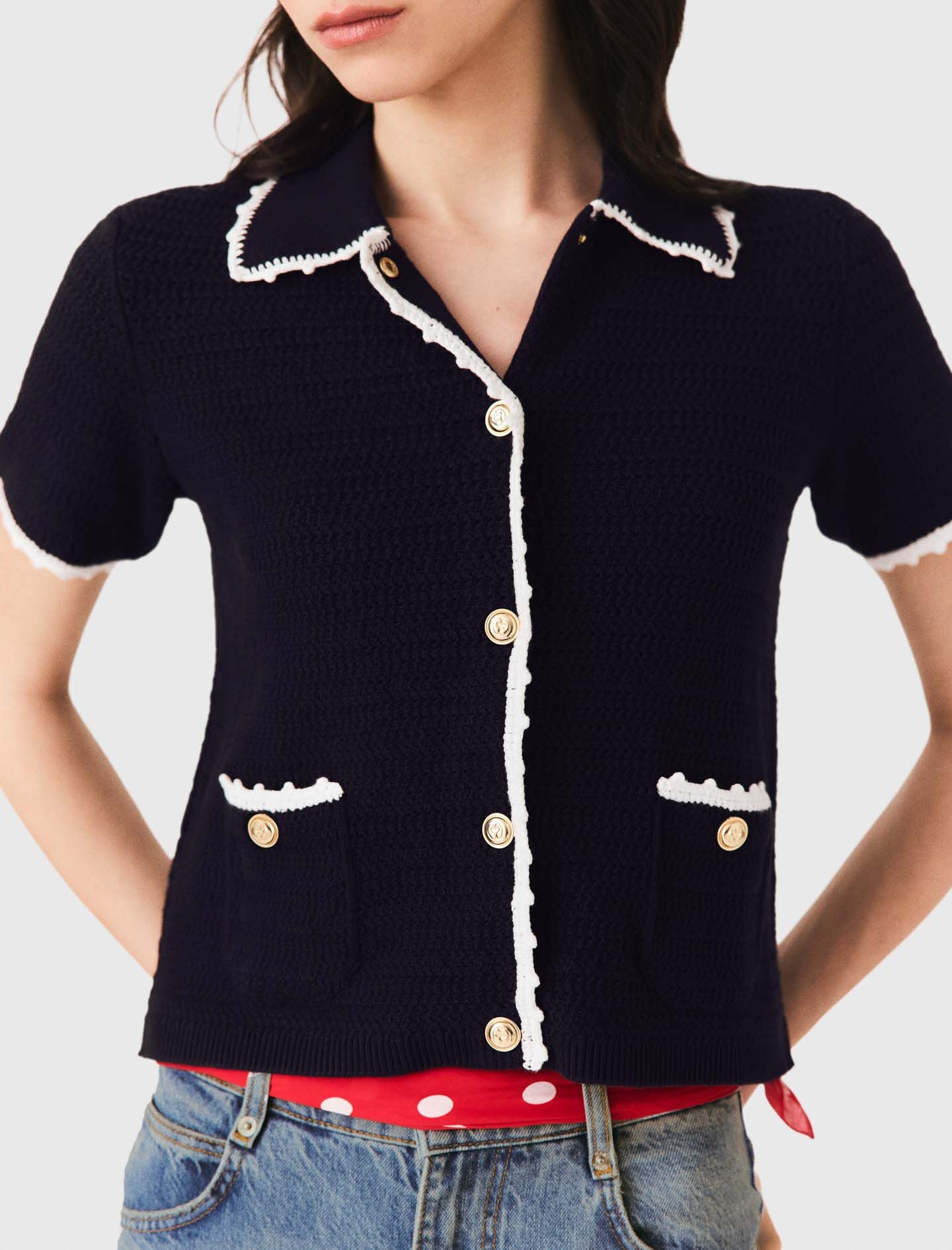 Maje On Sale / Cardigan with crochet trim