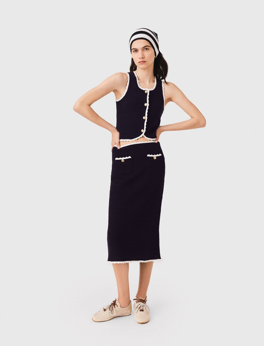 Maje Outlet / Midi skirt with crochet trim