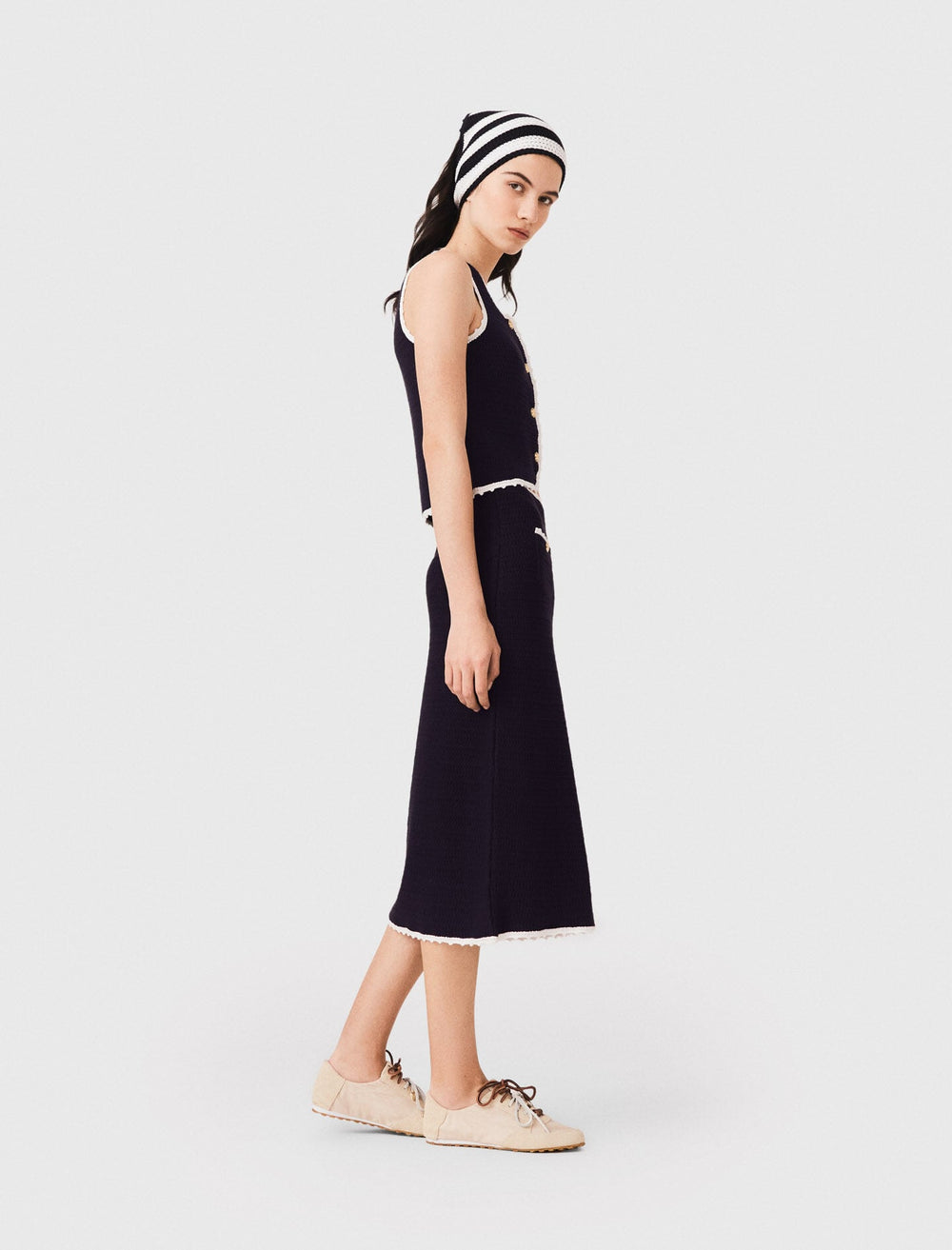 Maje Outlet / Midi skirt with crochet trim