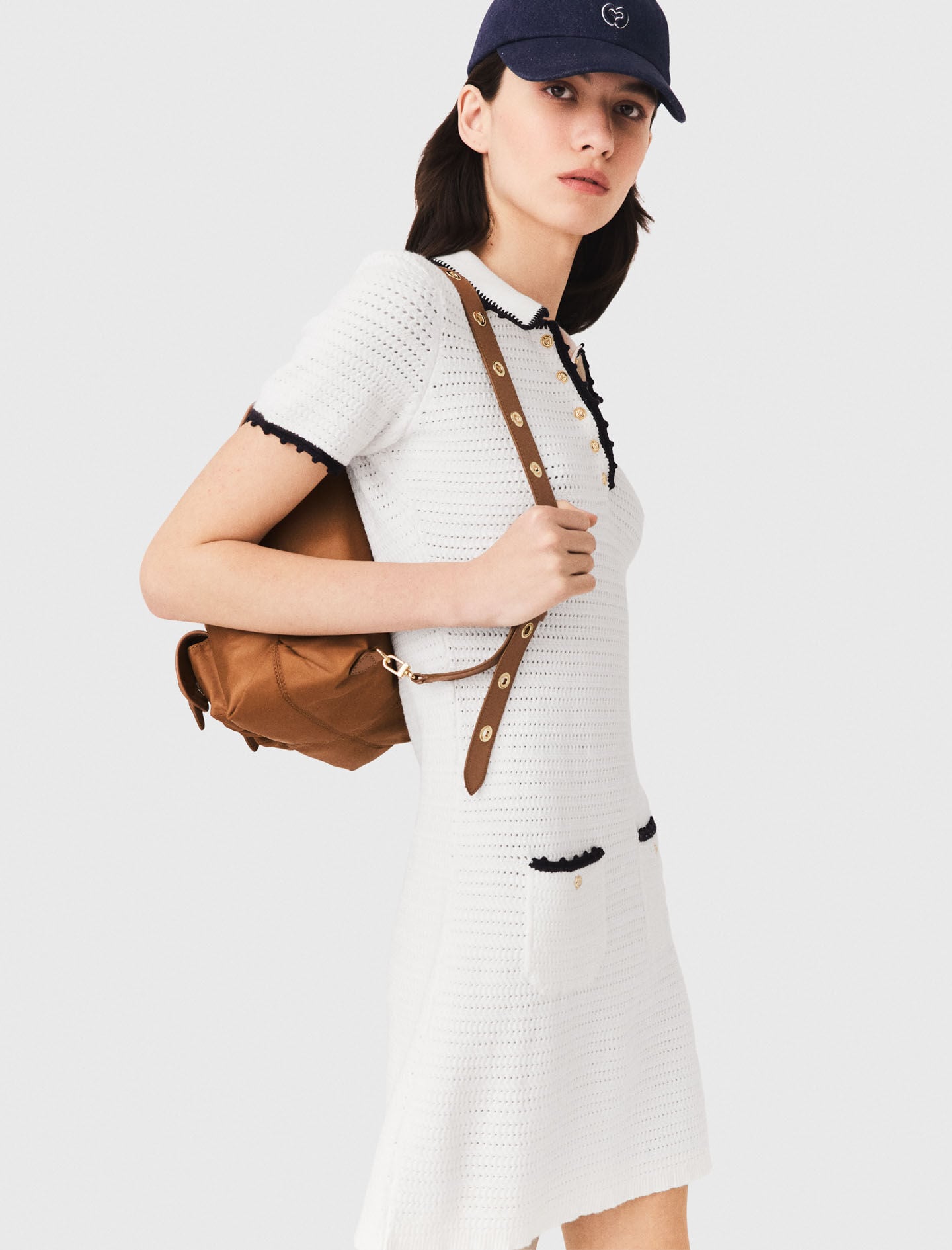 Maje New / Leather and nylon backpack