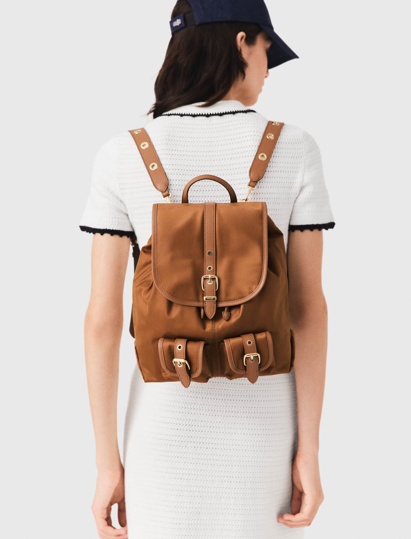 Maje New / Leather and nylon backpack