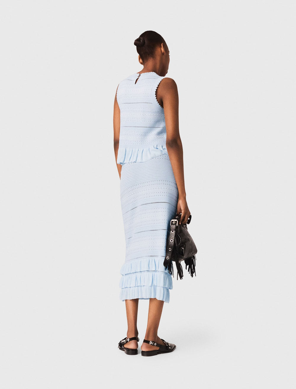 Maje Online / Long ruffled knit skirt