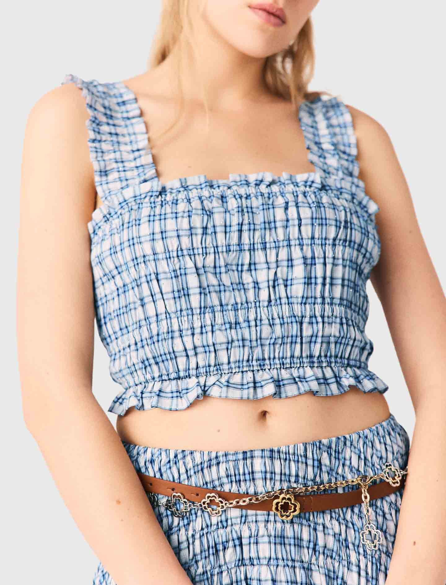 Maje On Sale / Smocked rhinestone cotton top