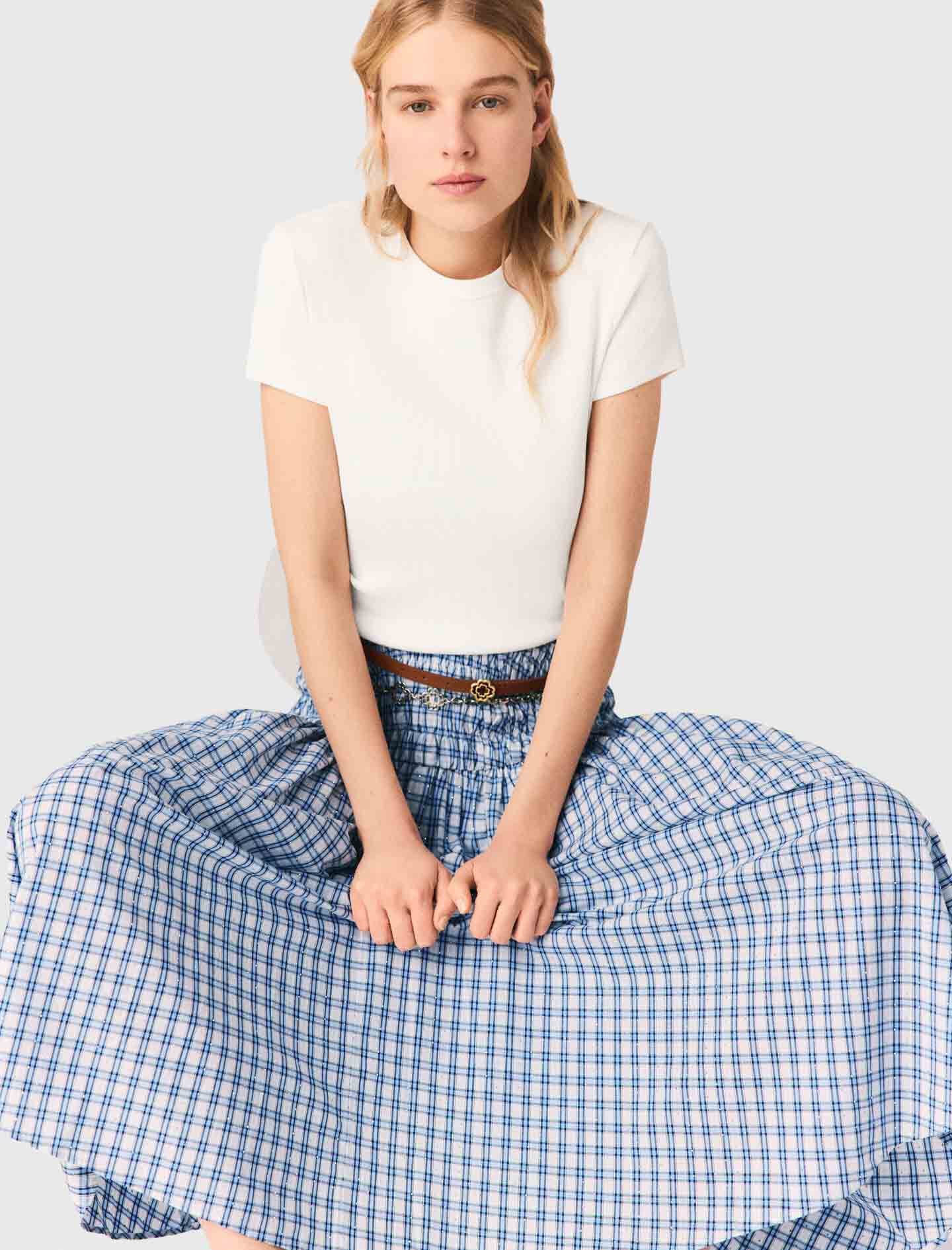 Maje Outlet / Rhinestone cotton maxi skirt