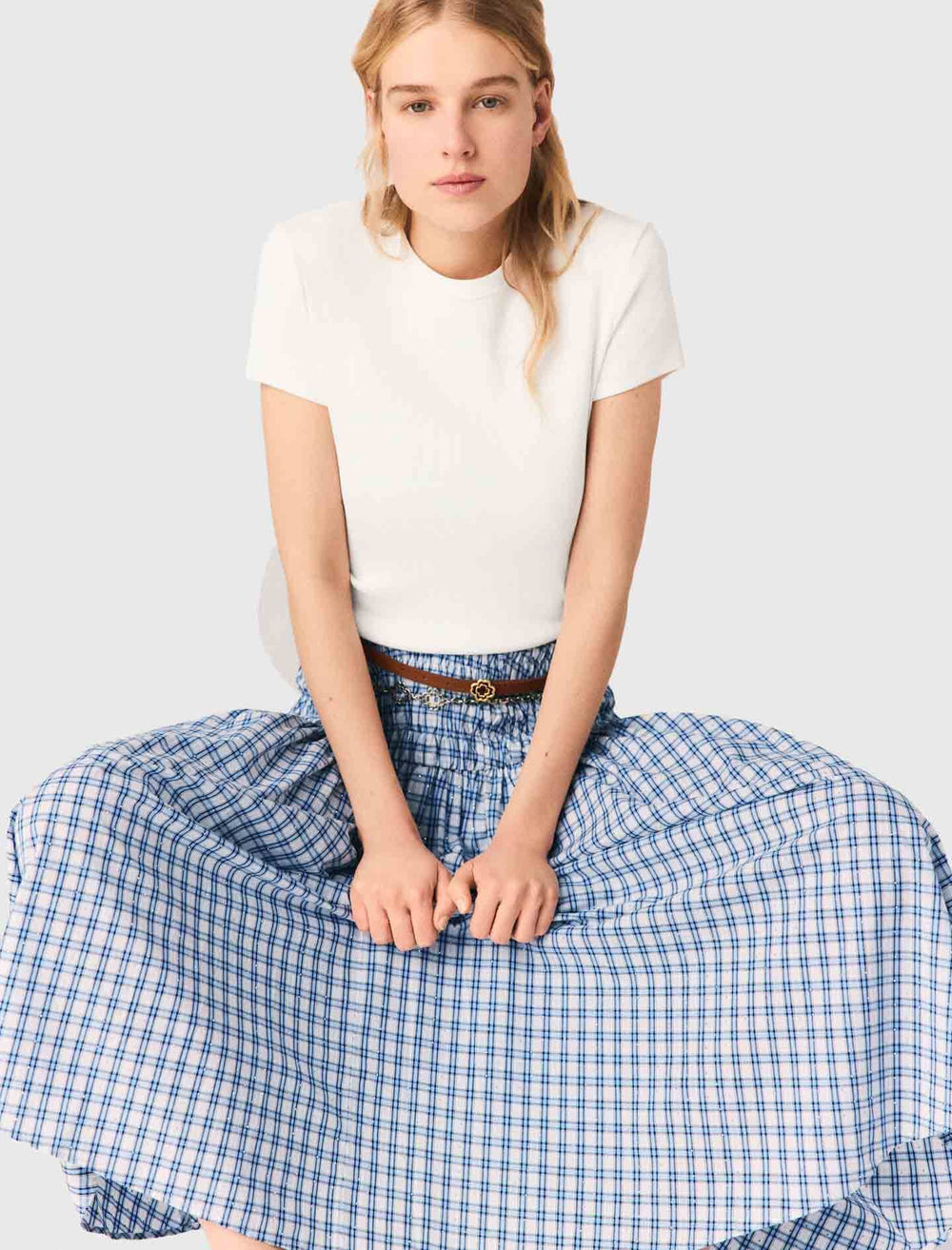 Maje Outlet / Rhinestone cotton maxi skirt