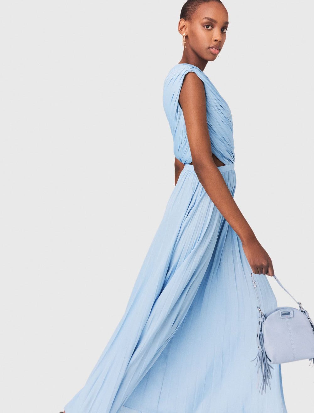Maje Discount / Asymmetrical pleated maxi dress