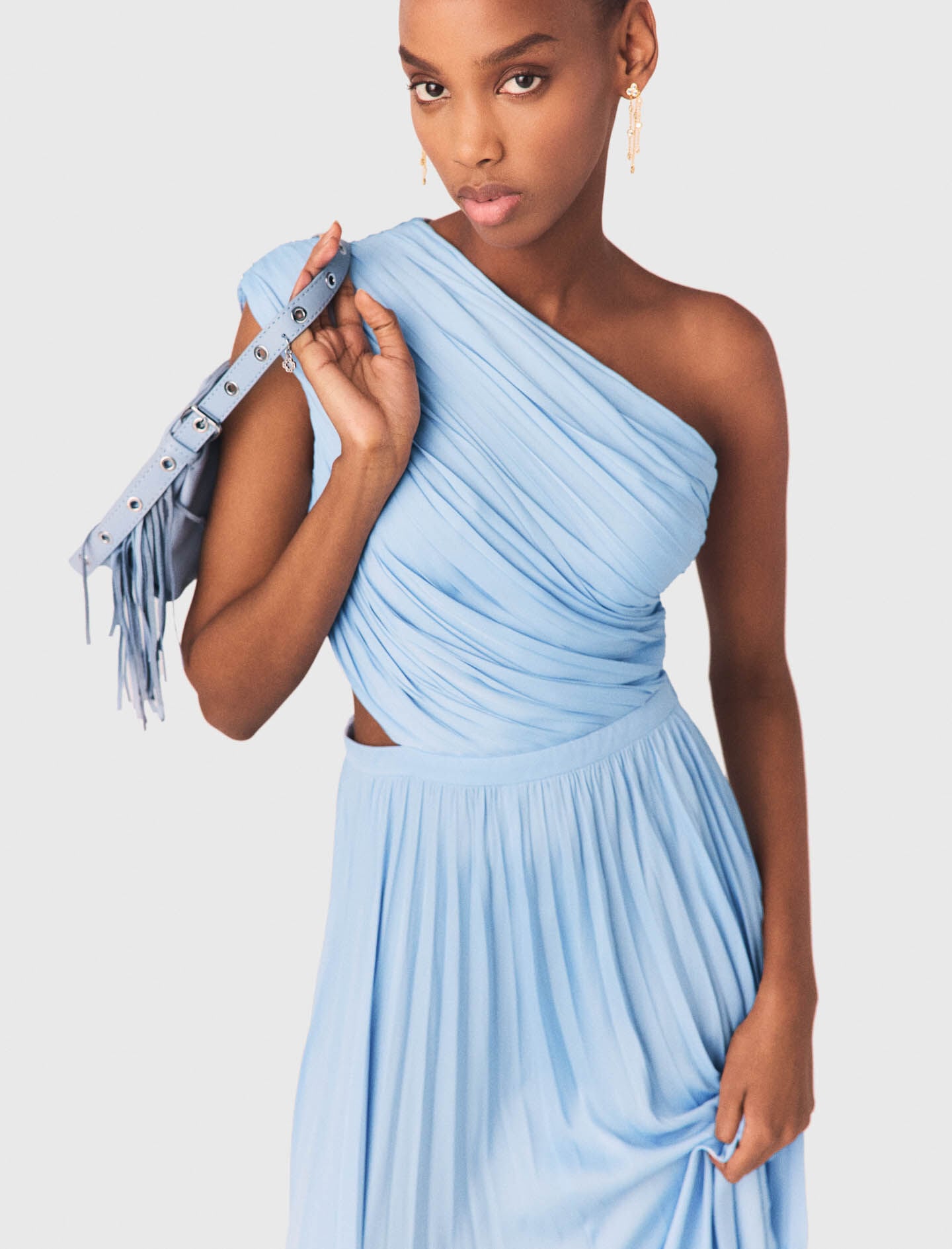 Maje Discount / Asymmetrical pleated maxi dress