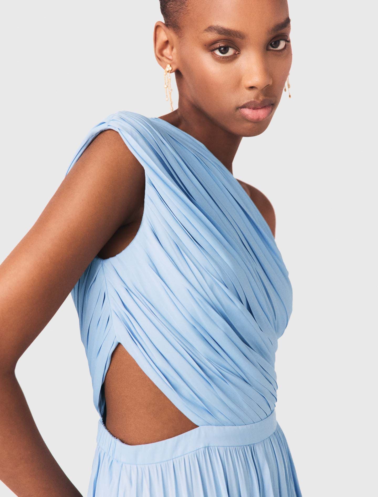 Maje Discount / Asymmetrical pleated maxi dress