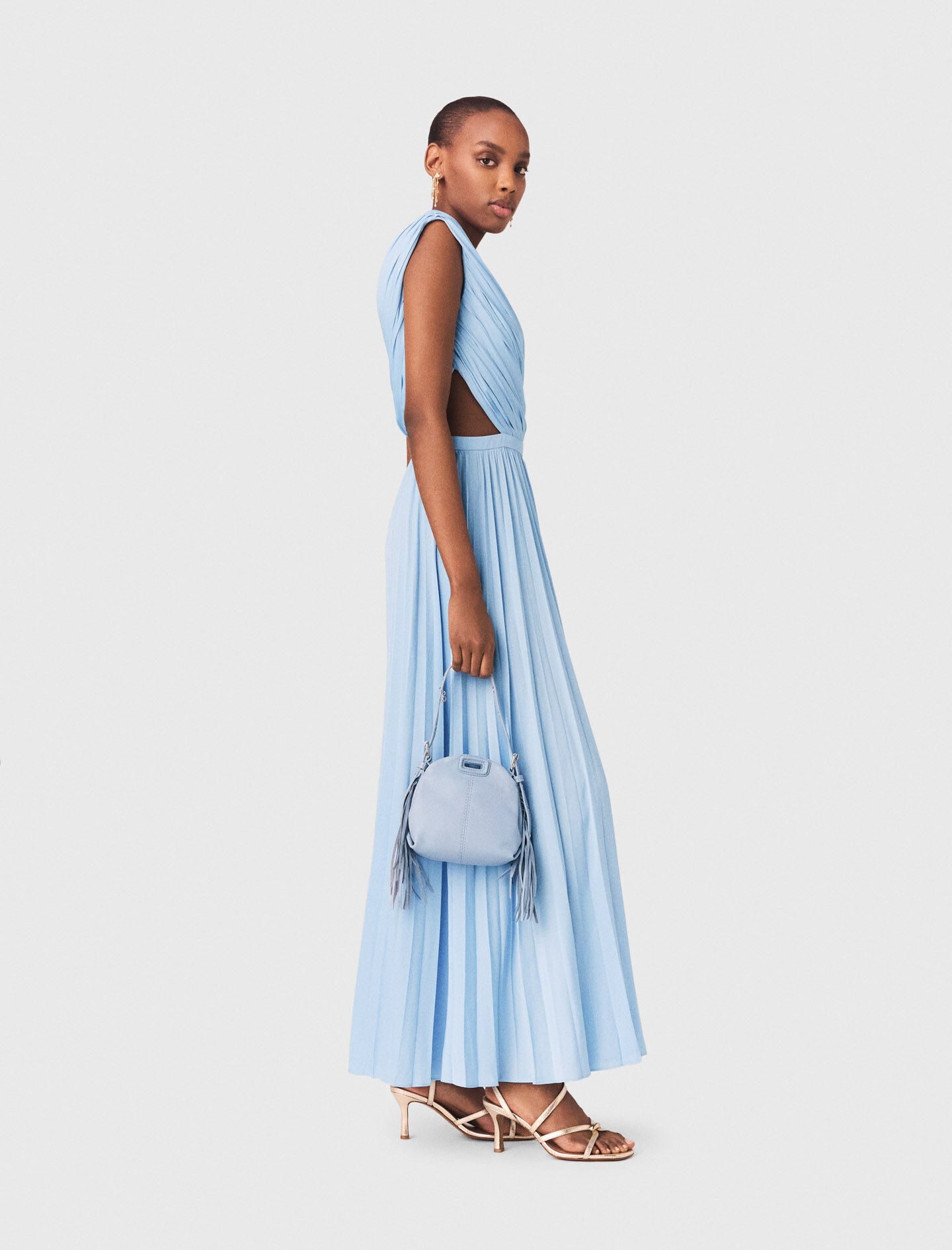 Maje Discount / Asymmetrical pleated maxi dress