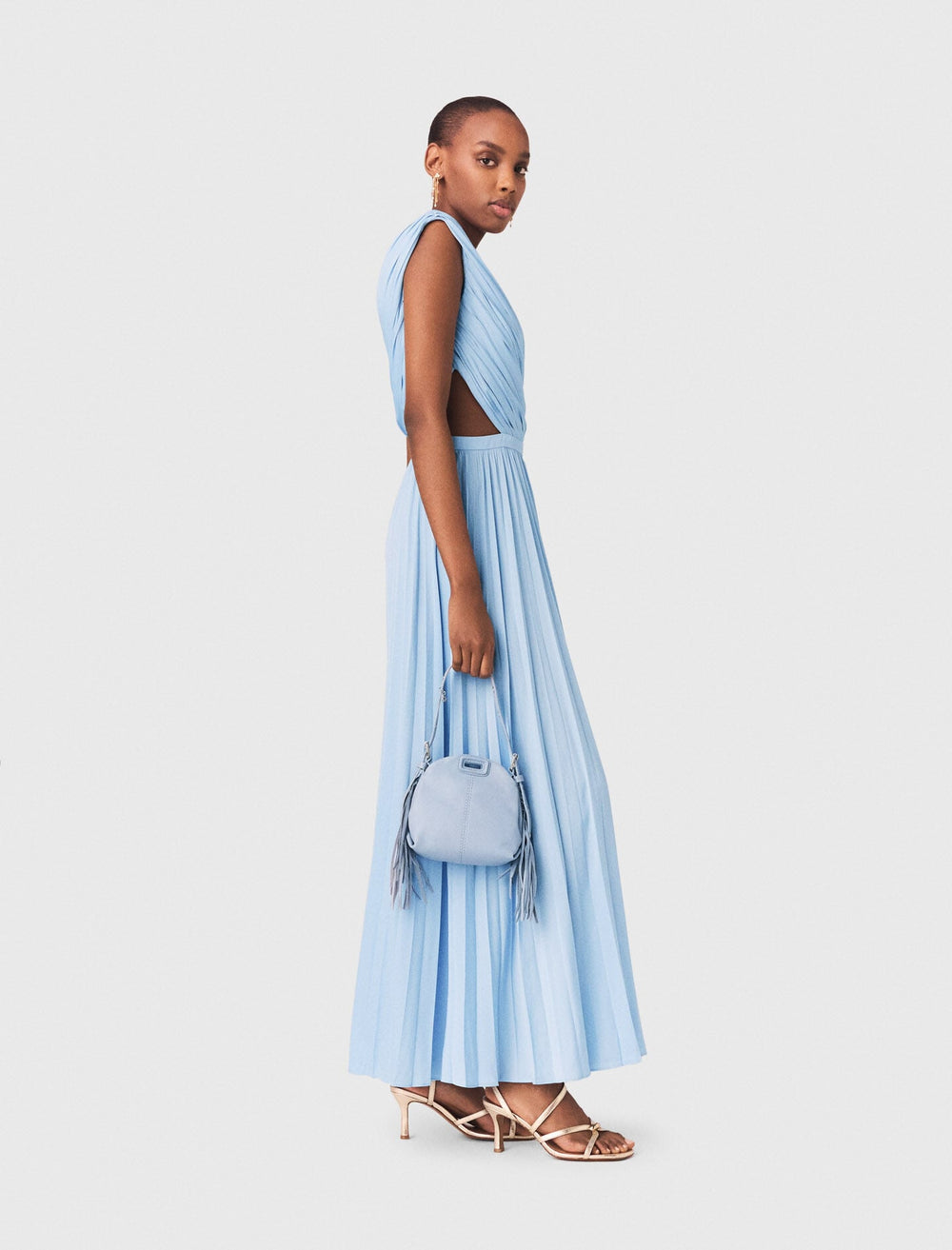 Maje Discount / Asymmetrical pleated maxi dress