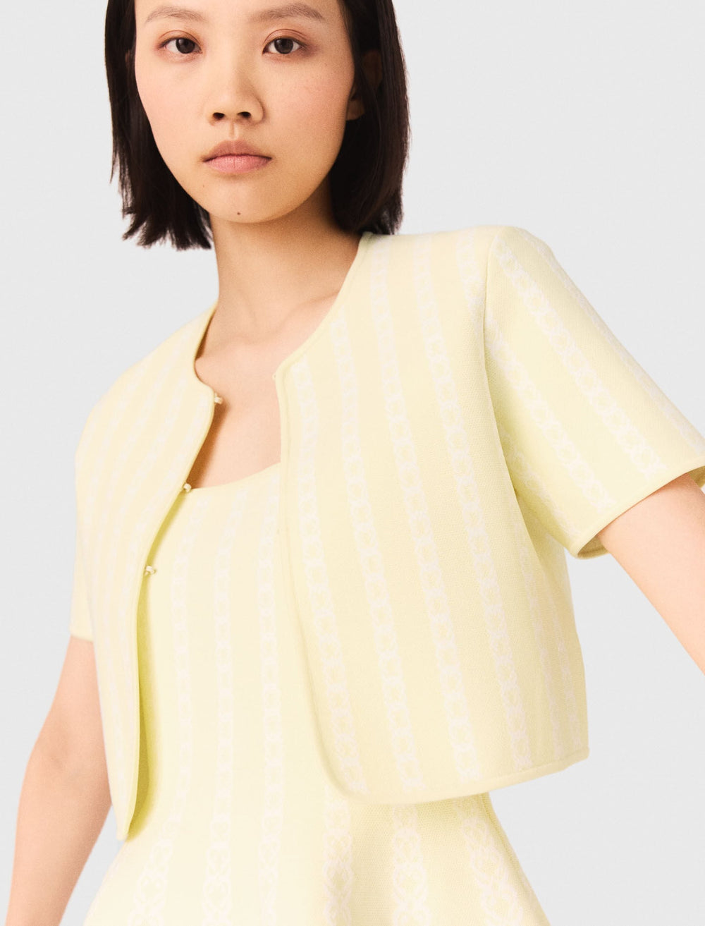 Maje Online / Cropped fancy knit cardigan