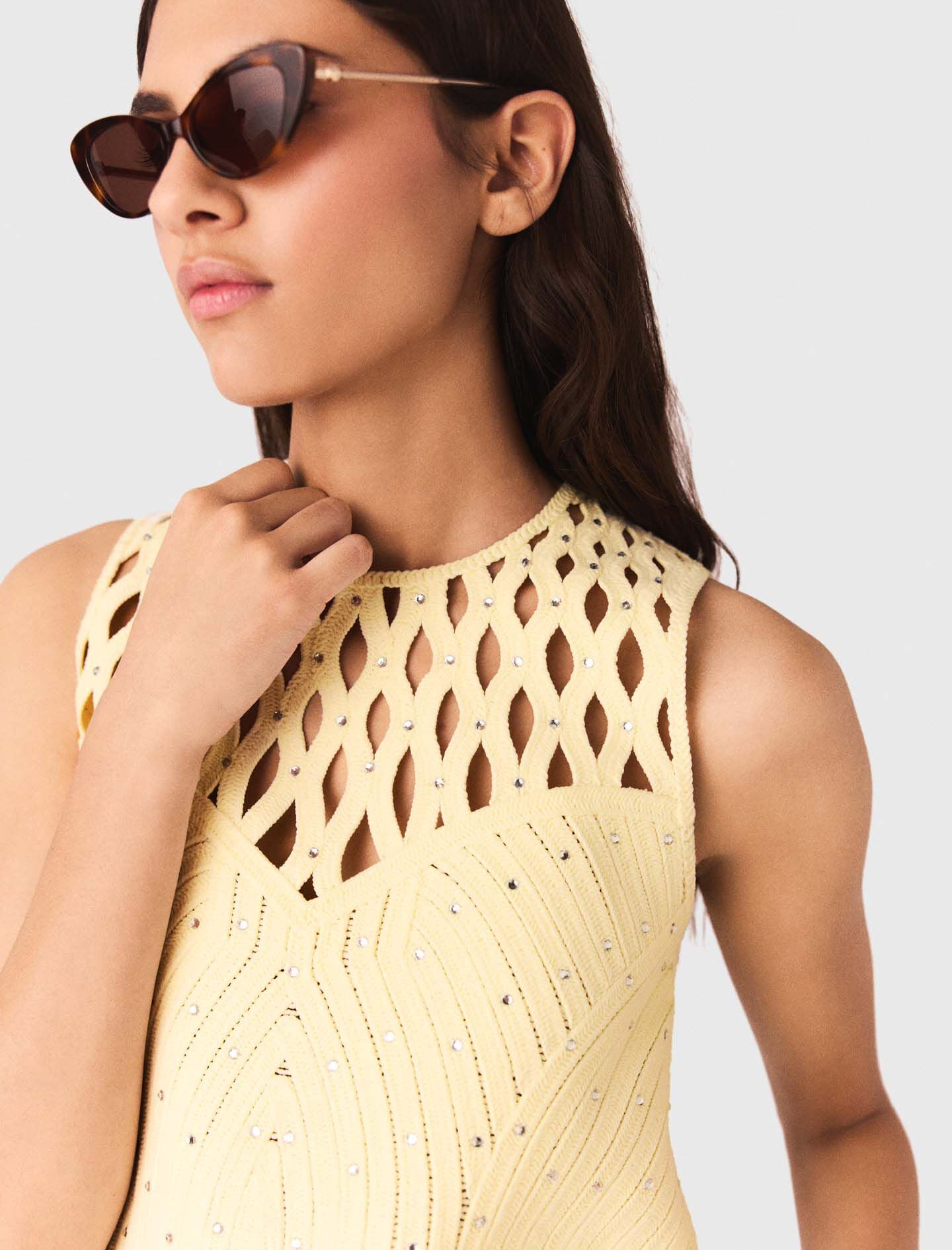Maje Shop / Crochet rhinestone top