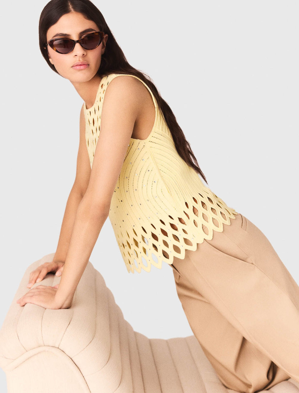 Maje Shop / Crochet rhinestone top