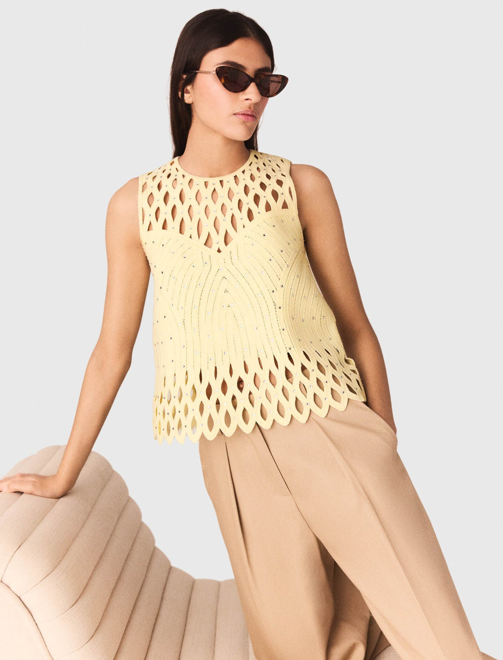 Maje Shop / Crochet rhinestone top
