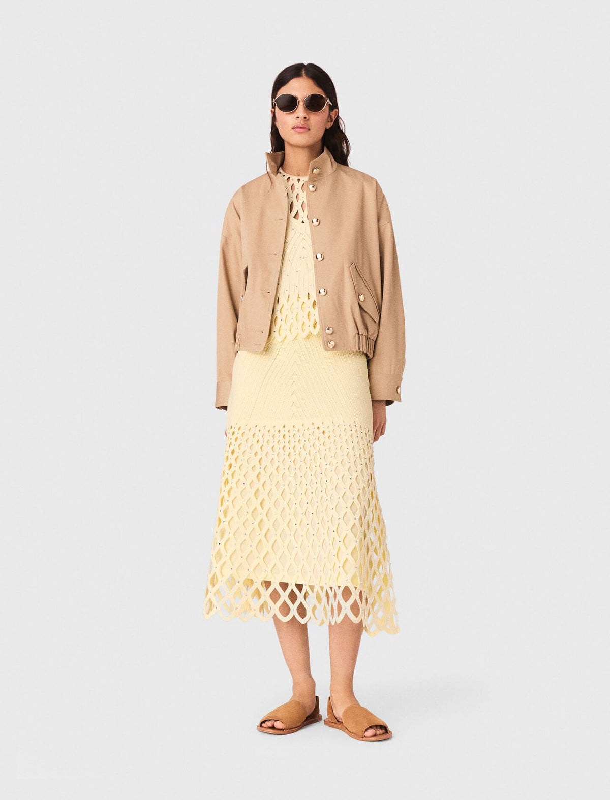 Maje New / Crochet rhinestone skirt