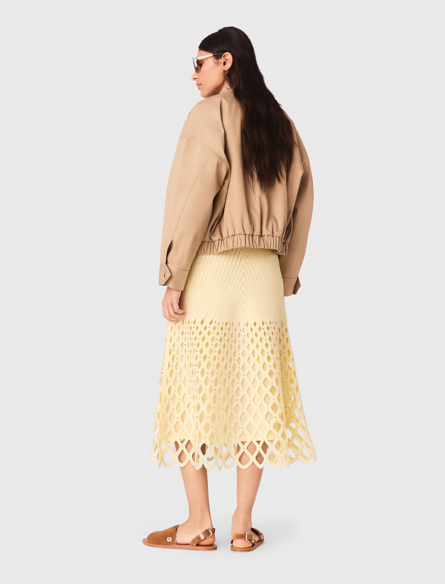 Maje New / Crochet rhinestone skirt