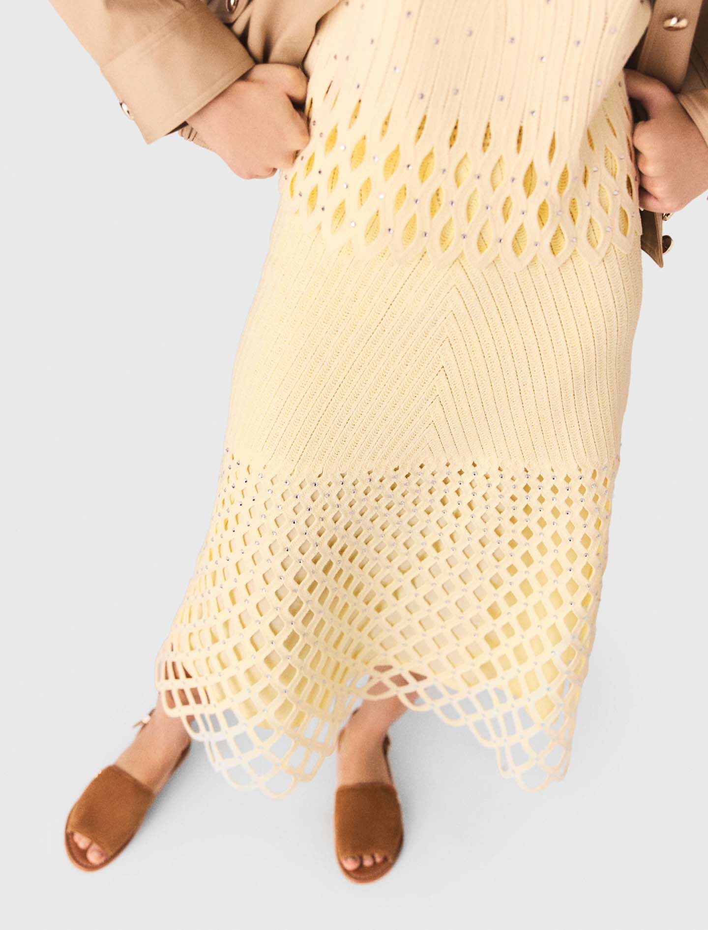 Maje New / Crochet rhinestone skirt