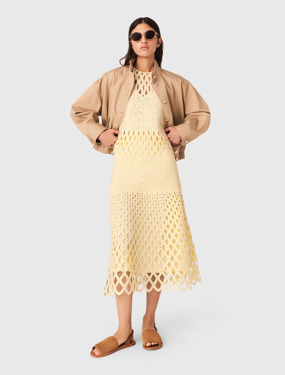 Maje New / Crochet rhinestone skirt