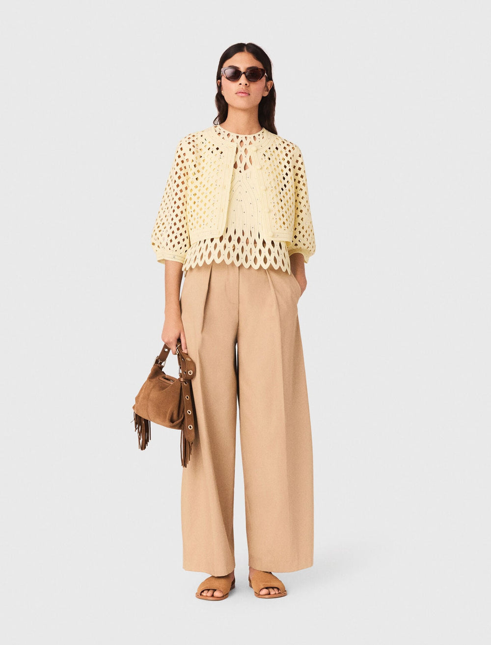 Maje Discount / Crochet Rhinestone Cardigan