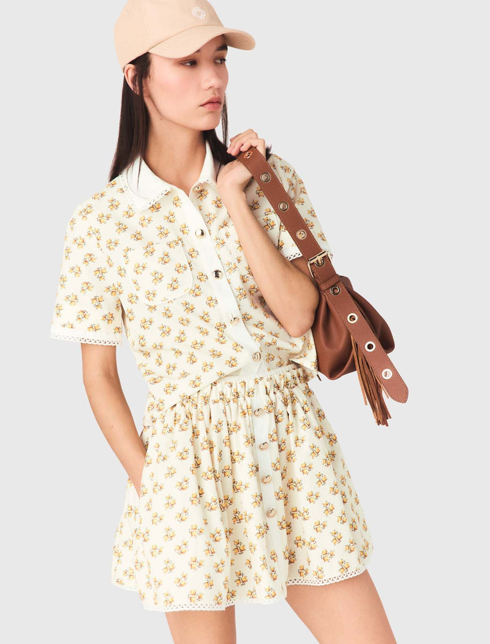 Maje Online / Patterned shirt with croquet trim