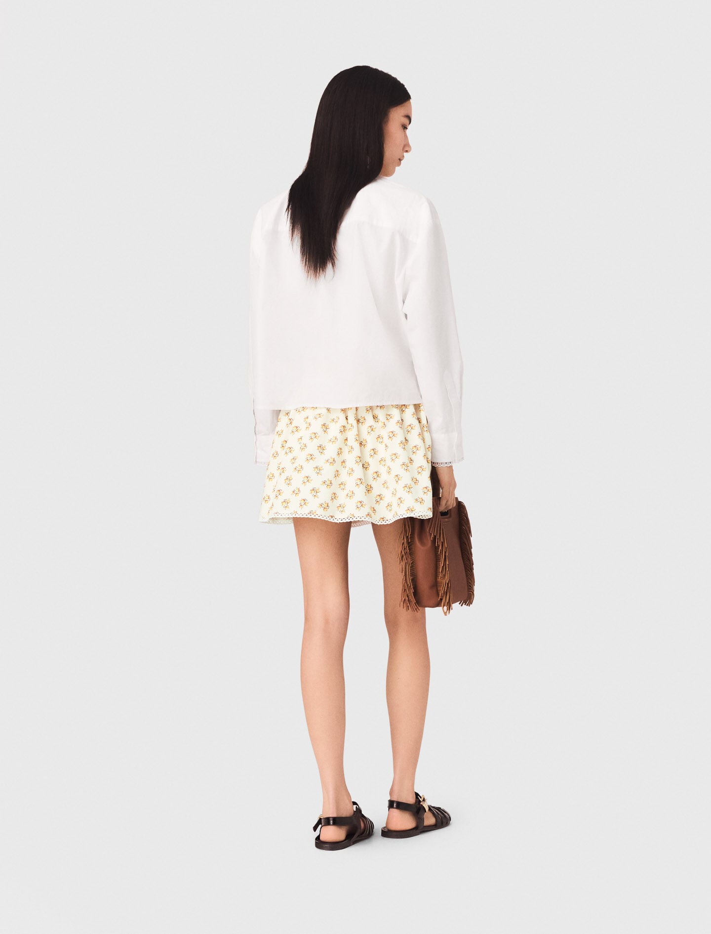 Maje Sale / Printed skirt with rickrack trim
