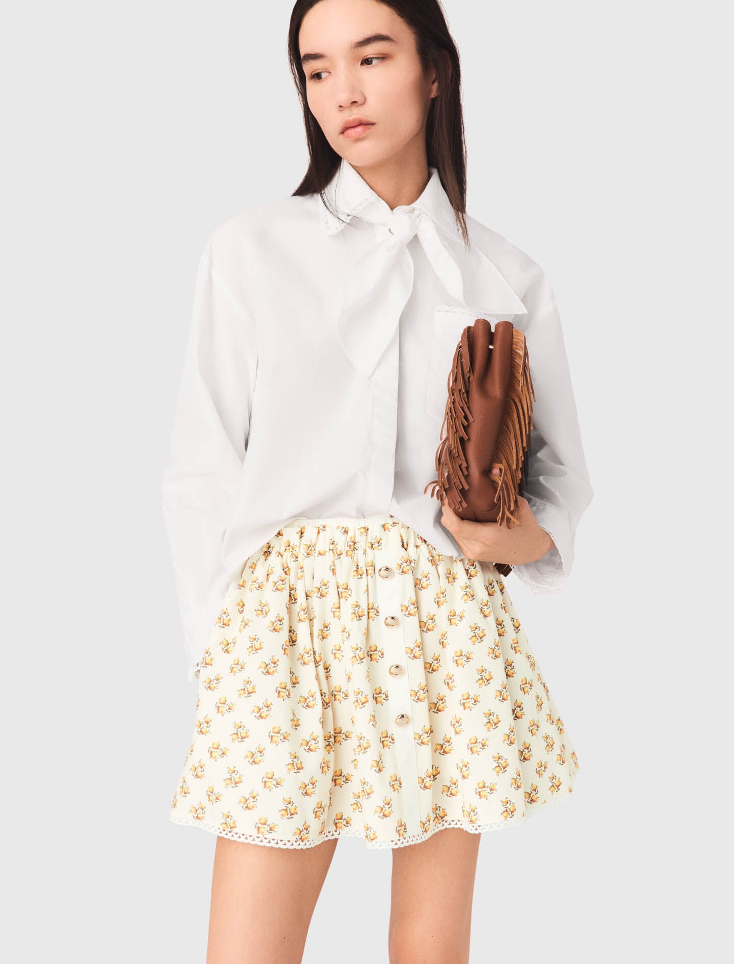 Maje Sale / Printed skirt with rickrack trim