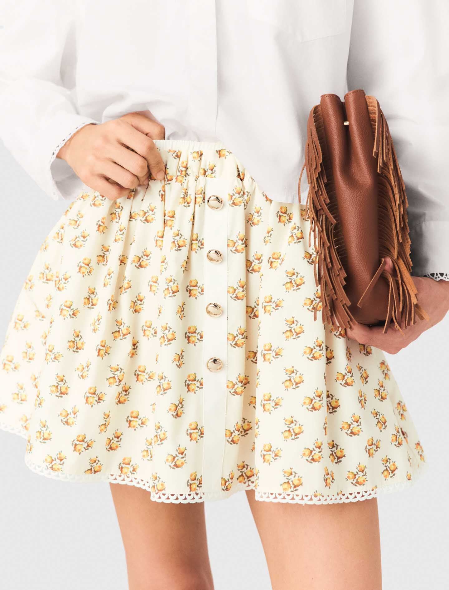 Maje Sale / Printed skirt with rickrack trim