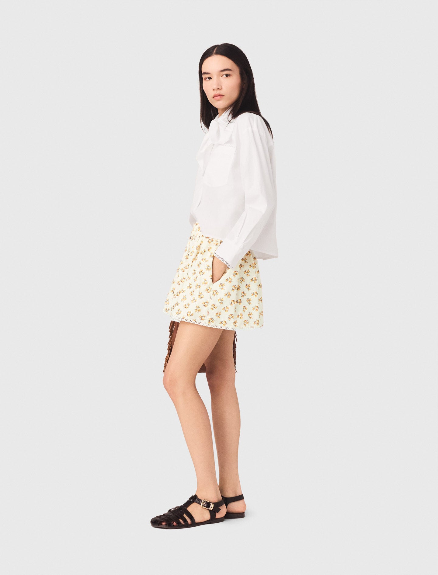 Maje Sale / Printed skirt with rickrack trim