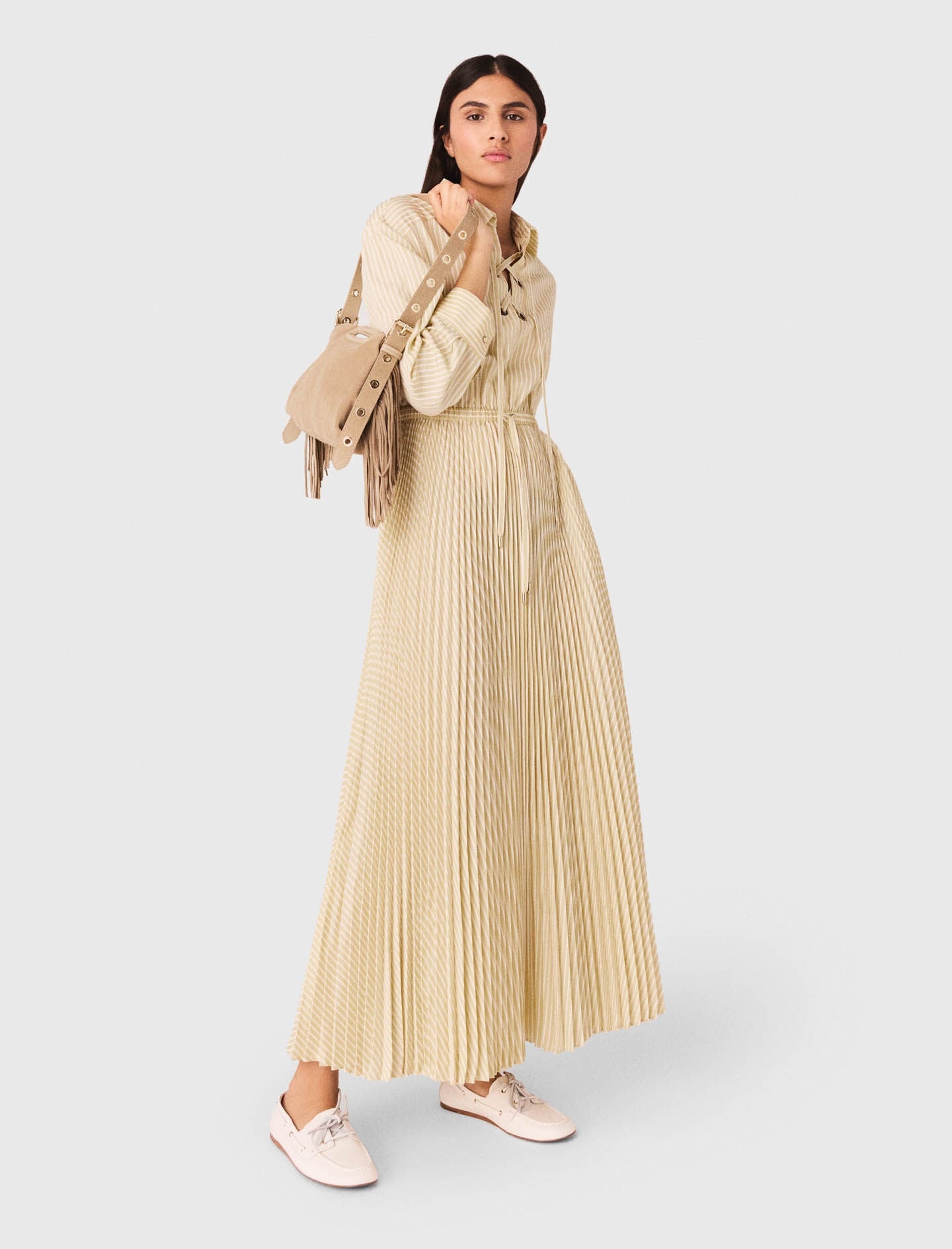 Maje Discount / Eyelet pleated maxi dress
