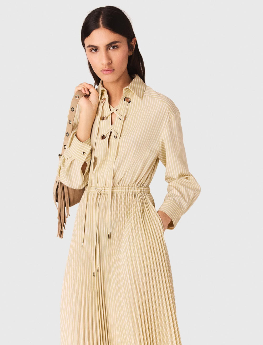 Maje Discount / Eyelet pleated maxi dress