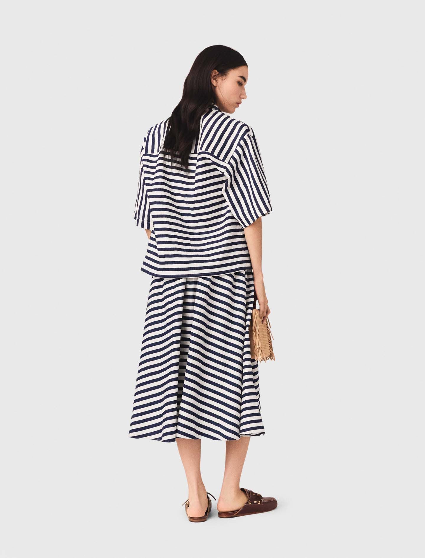 Maje Discount / Linen-blend midi skirt