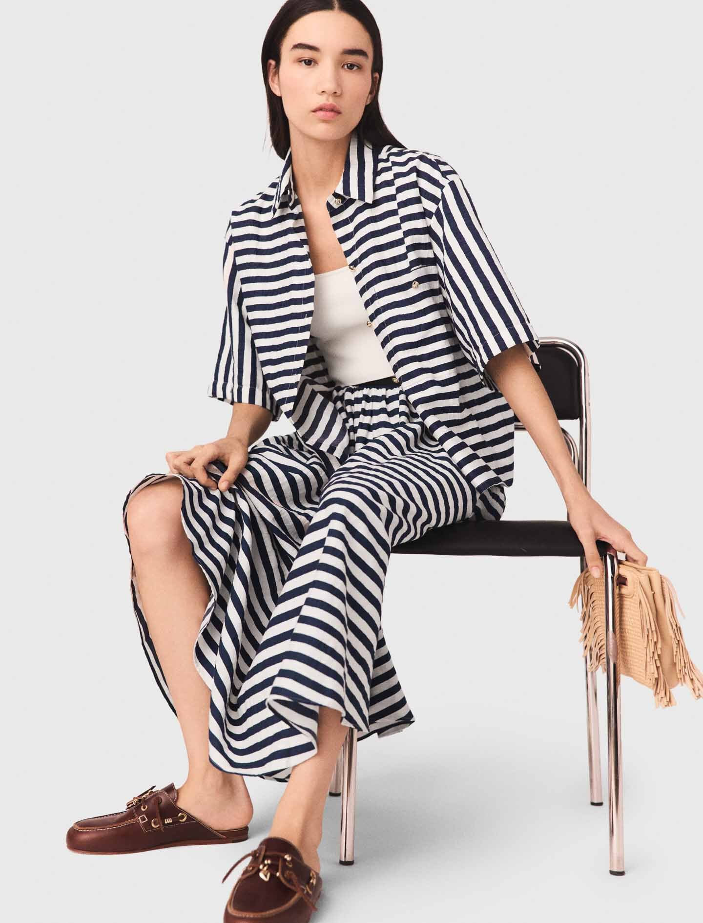 Maje Discount / Linen-blend midi skirt