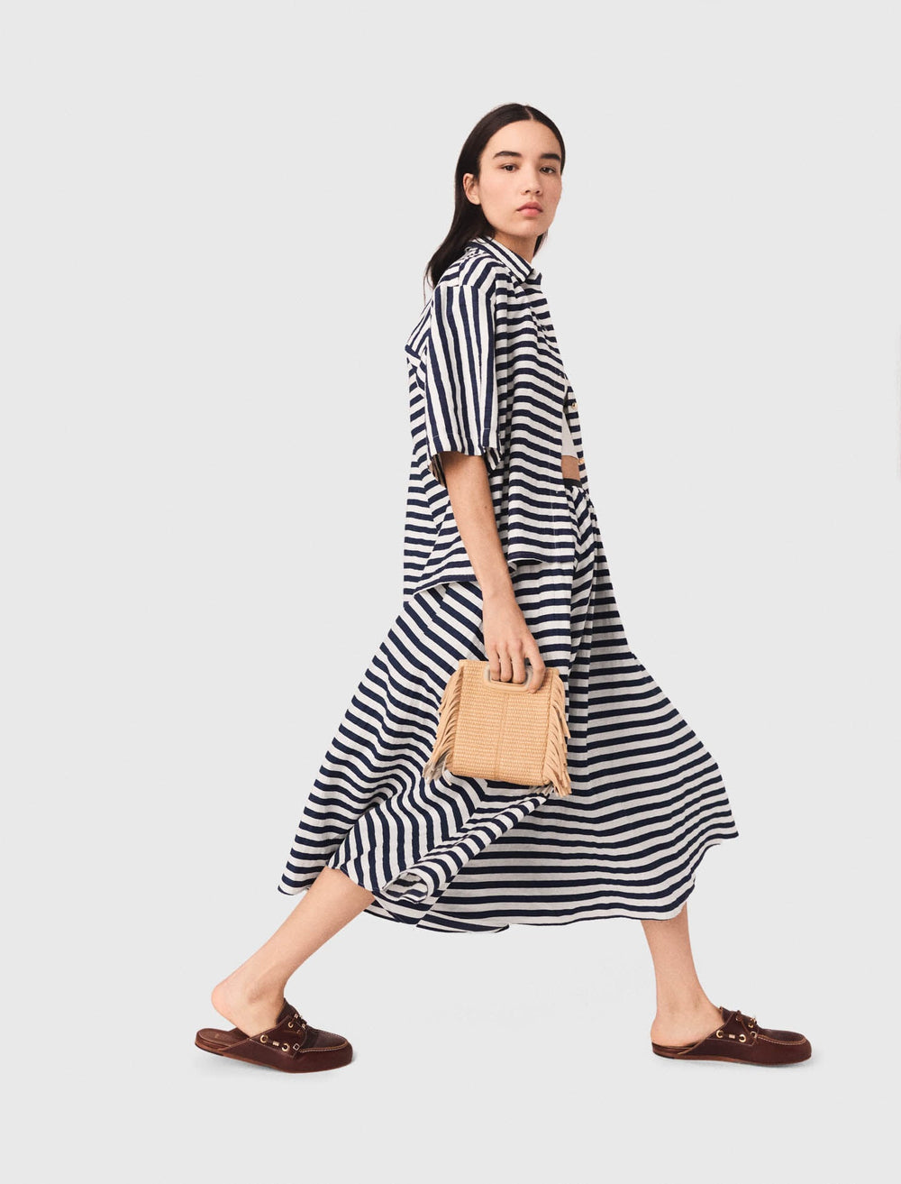 Maje Discount / Linen-blend midi skirt